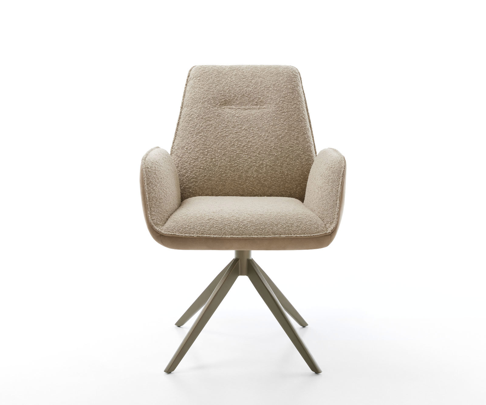 Étkezőszék Zoa-Flex vegyes anyagok sötét bézs kereszt láb széles titán effekt felület 360° forgatható zsákrugós - Image 2