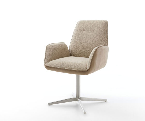 Étkezőszék Zoa-Flex vegyes anyagok sötét bézs rozsdamentes acél láb 360° forgatható zsákrugó