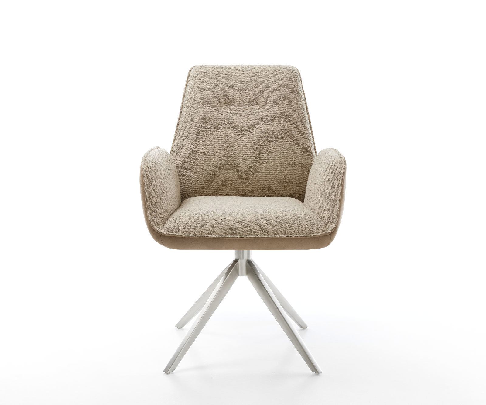 Étkezőszék Zoa-Flex vegyes anyagok sötét bézs kereszt láb széles rozsdamentes acél 360° forgatható hintamechanizmus zsákrugós matrac - Image 2