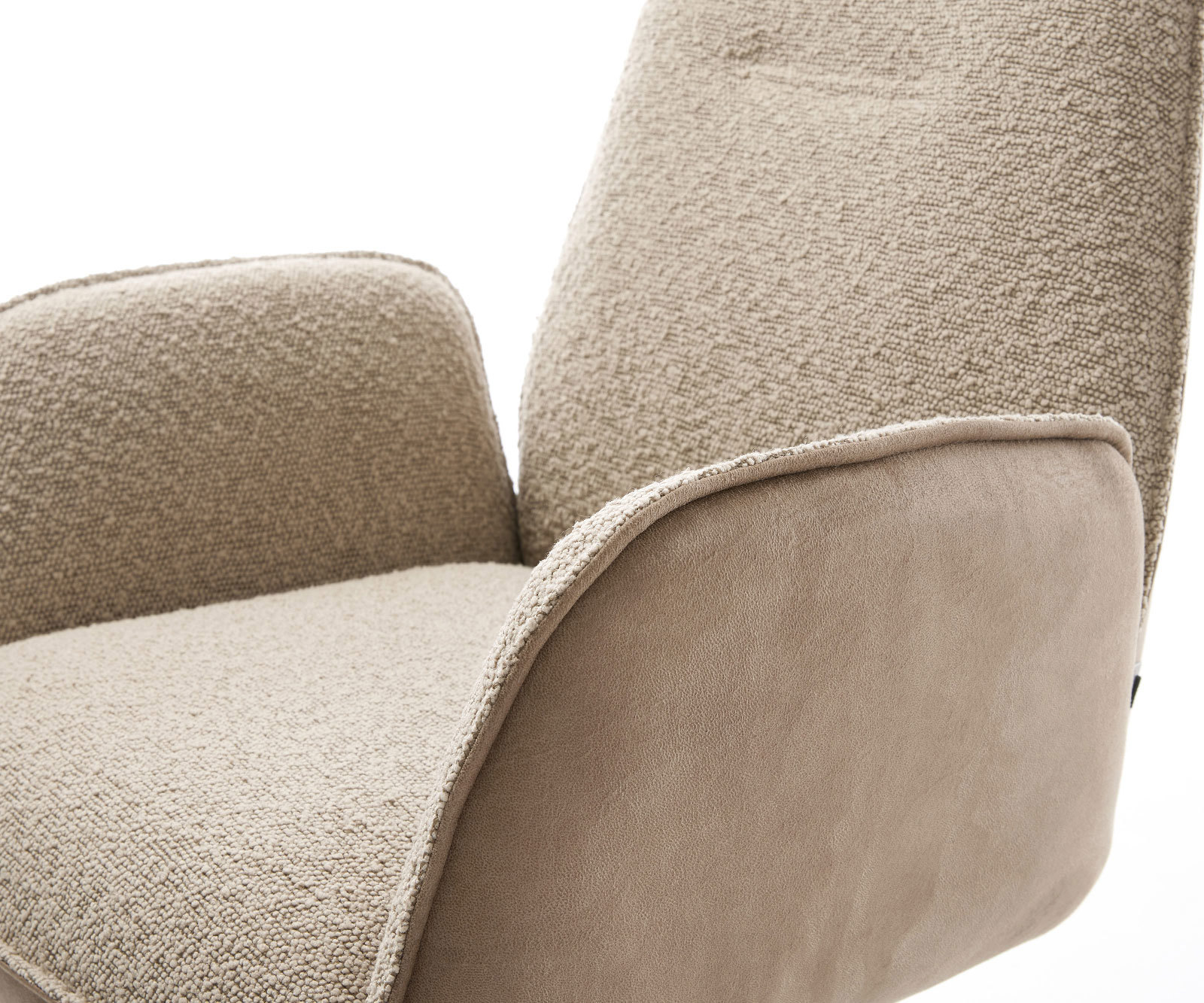 Étkezőszék Zoa-Flex vegyes anyagok sötét bézs kereszt láb széles rozsdamentes acél 360° forgatható hintamechanizmus zsákrugós matrac - Image 4