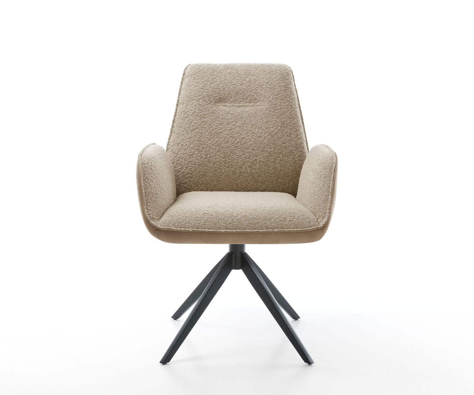 Étkezőszék Zoa-Flex vegyes anyagok sötét bézs kereszt láb széles fekete 360° forgatható billenő funkció zsákrugós - Image 2