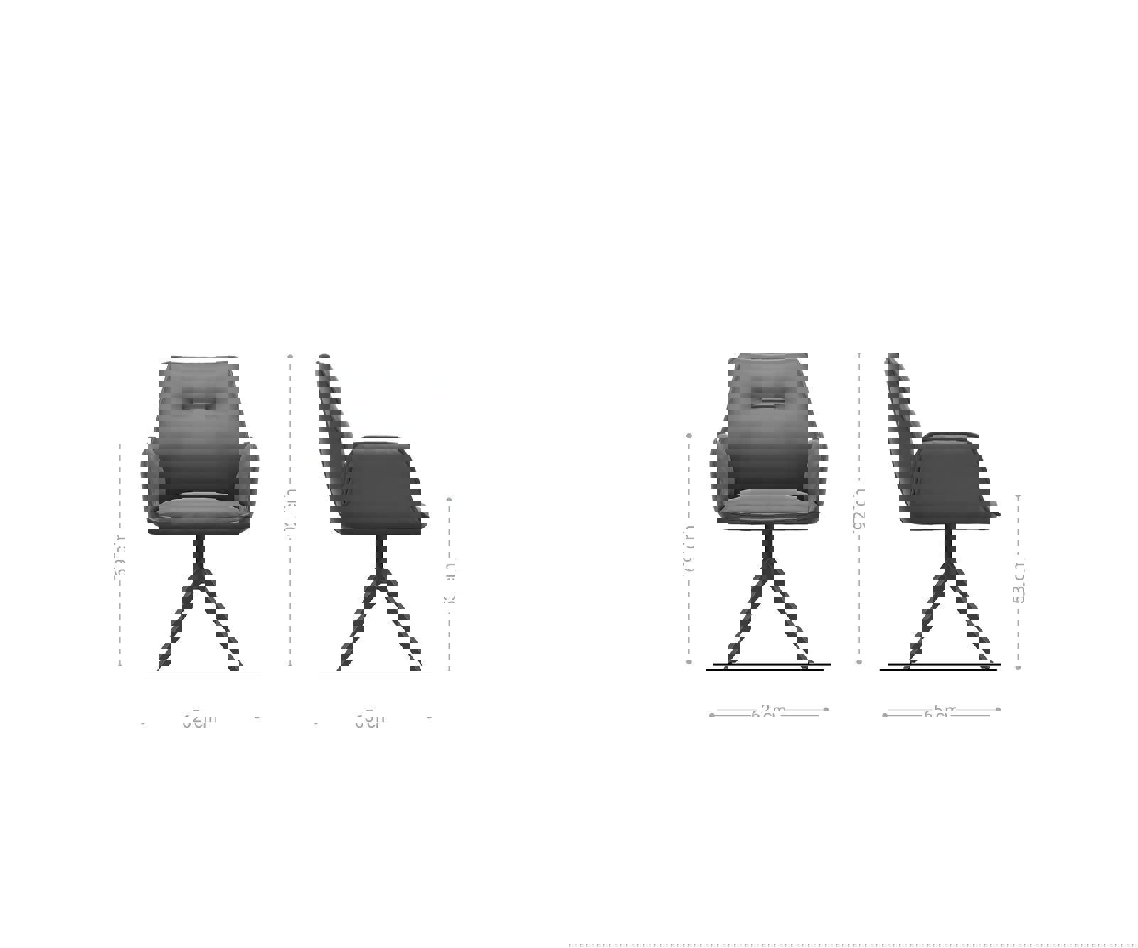 Étkezőszék Zoa-Flex vegyes anyagok sötét bézs kereszt láb széles fehér 360° forgatható billenő zsákrugós matrac - Image 6