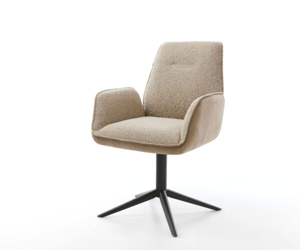 Étkezőszék Zoa-Flex vegyes anyagok sötét bézs fekete láb 360° forgatható billenő funkció zsákrugós rugózás