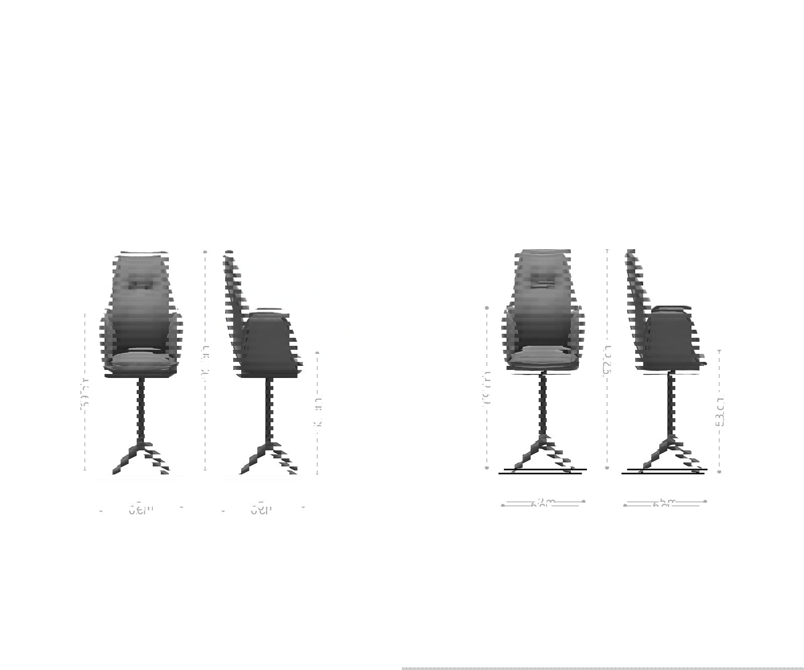 Étkezőszék Zoa-Flex vegyes anyagok sötét bézs fehér láb 360° forgatható billenő zsákrugós - Image 6