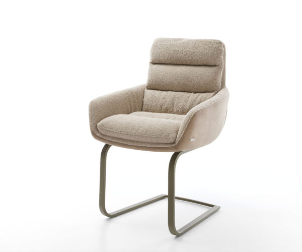 Étkezőszék Abelia-Flex karfás vegyes anyagok sötét bézs lapos freischwinger titán effekt felület