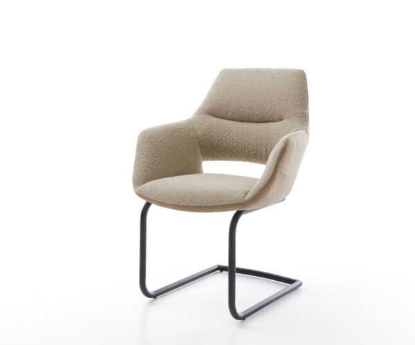 Étkezőszék Yago-Flex karfás vegyes anyagok sötét bézs kerek fekete zsákrugós étkezőszék