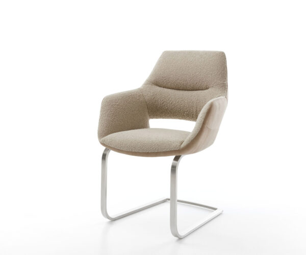 Étkezőszék Yago-Flex karfás vegyes anyagok sötét bézs lapos rozsdamentes acél zsákrugós étkezőszék