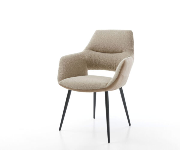 Étkezőszék Yago-Flex karfás vegyes anyagok sötét bézs 4 lábas kúpos fekete zsákrugós