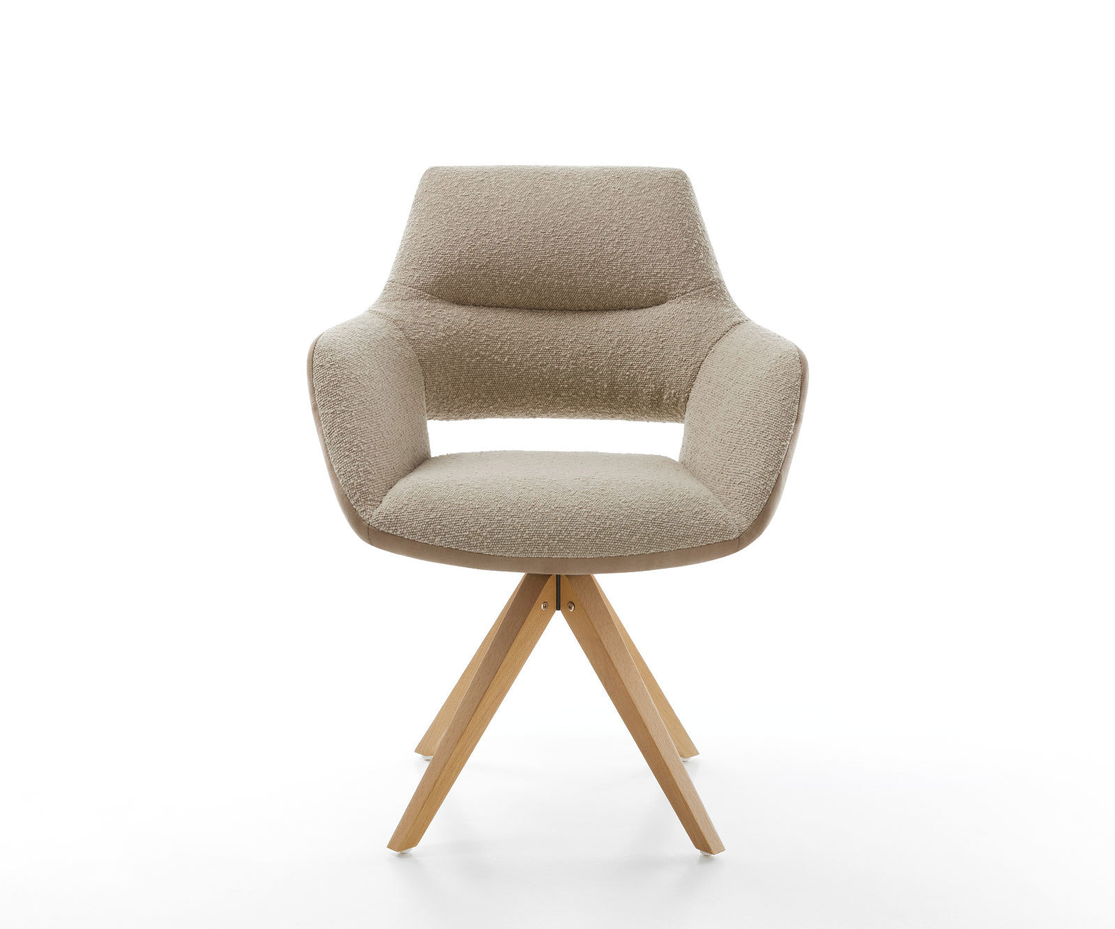 Étkezőszék Yago-Flex karfás vegyes anyagokból sötét bézs fa lábazattal szögletes fehér 180° forgatható zsákrugós - Image 2