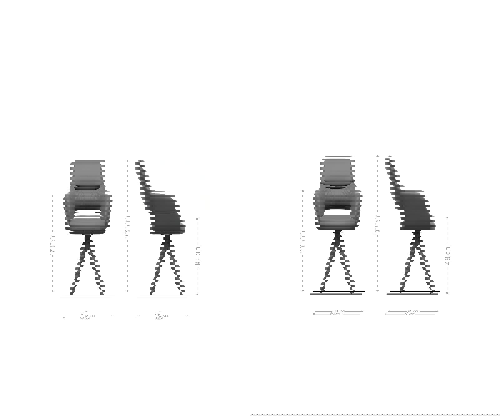 Étkezőszék Yago-Flex karfás vegyes anyagokból sötét bézs fa lábazattal szögletes fehér 180° forgatható zsákrugós - Image 6