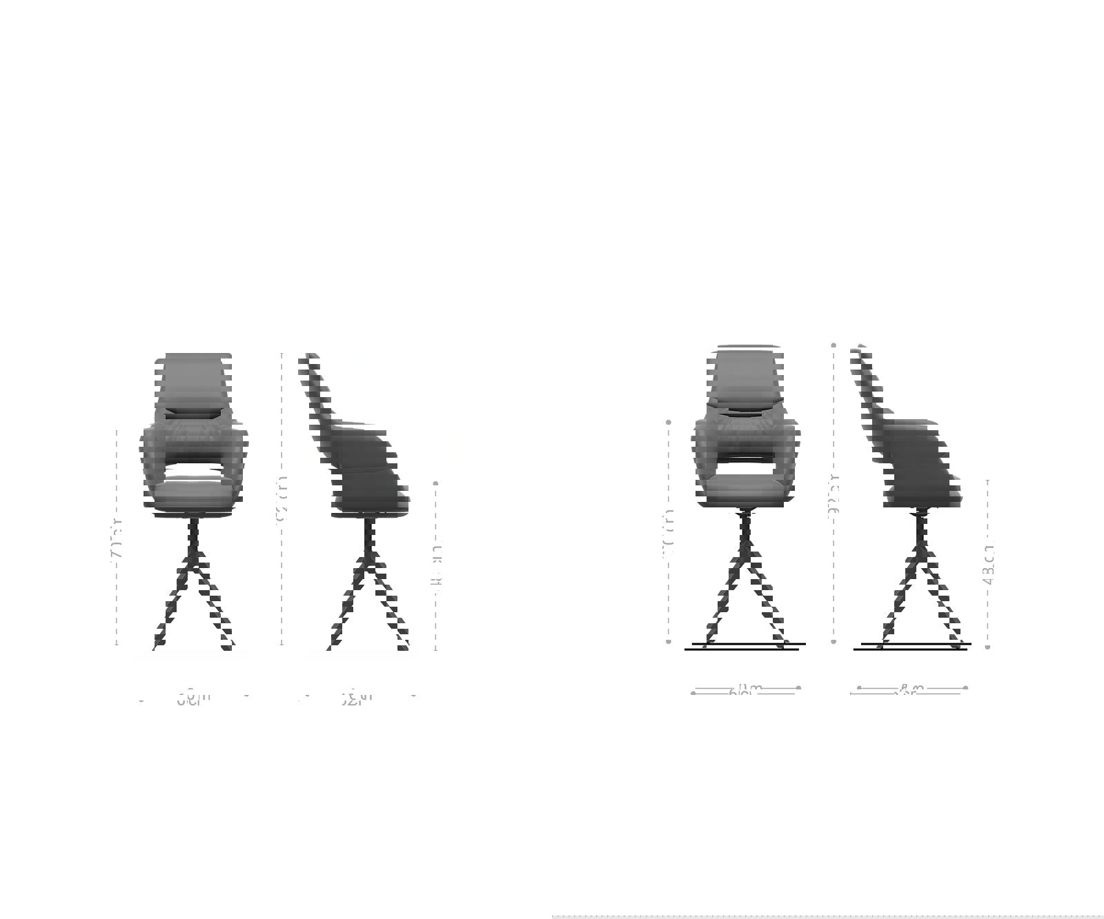 Étkezőszék Yago-Flex karfás vegyes anyagok sötét bézs kereszt láb széles fekete 360° forgatható zsákrugós - Image 6