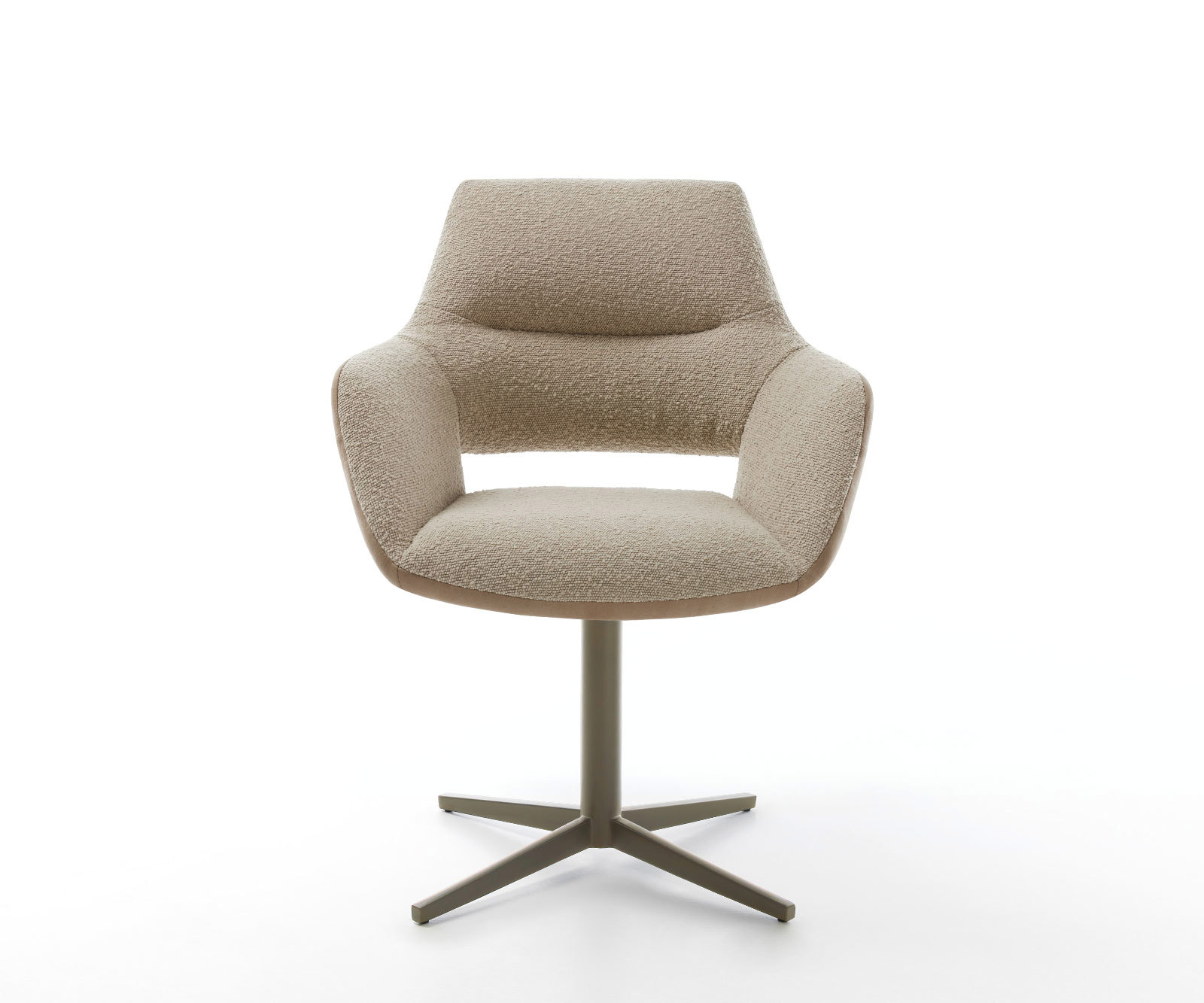 Étkezőszék Yago-Flex karfás vegyes anyagok sötét bézs "X" alakú láb titán effekt felület 360° forgatható zsákrugós matraccal - Image 2