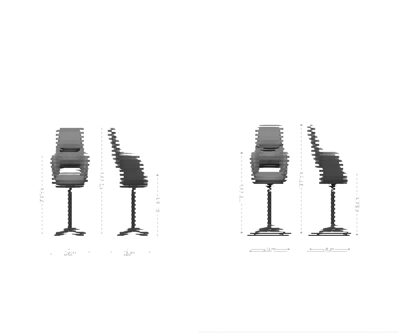 Étkezőszék Yago-Flex karfás vegyes anyagok sötét bézs "X" alakú láb titán effekt felület 360° forgatható zsákrugós matraccal - Image 6