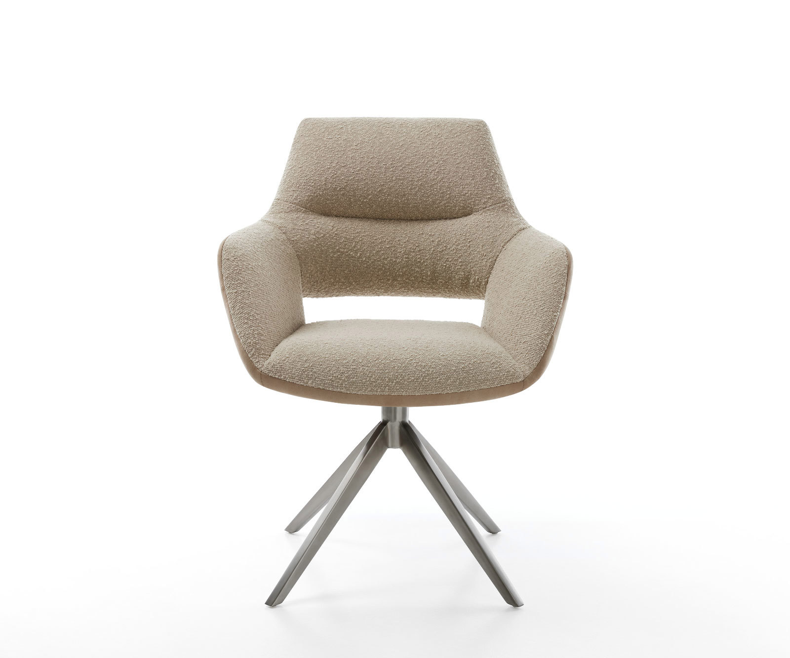 Étkezőszék Yago-Flex karfás vegyes anyagok sötét bézs kereszt láb széles grafit 360° forgatható hintamechanizmus zsákrugós matraccal - Image 2