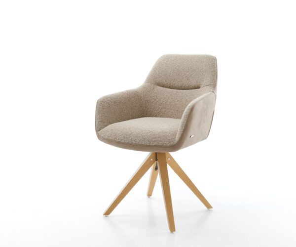 Étkezőszék Pejo-Flex vegyes anyagok sötét bézs fa láb szögletes fehér 180° forgatható zsákrugós