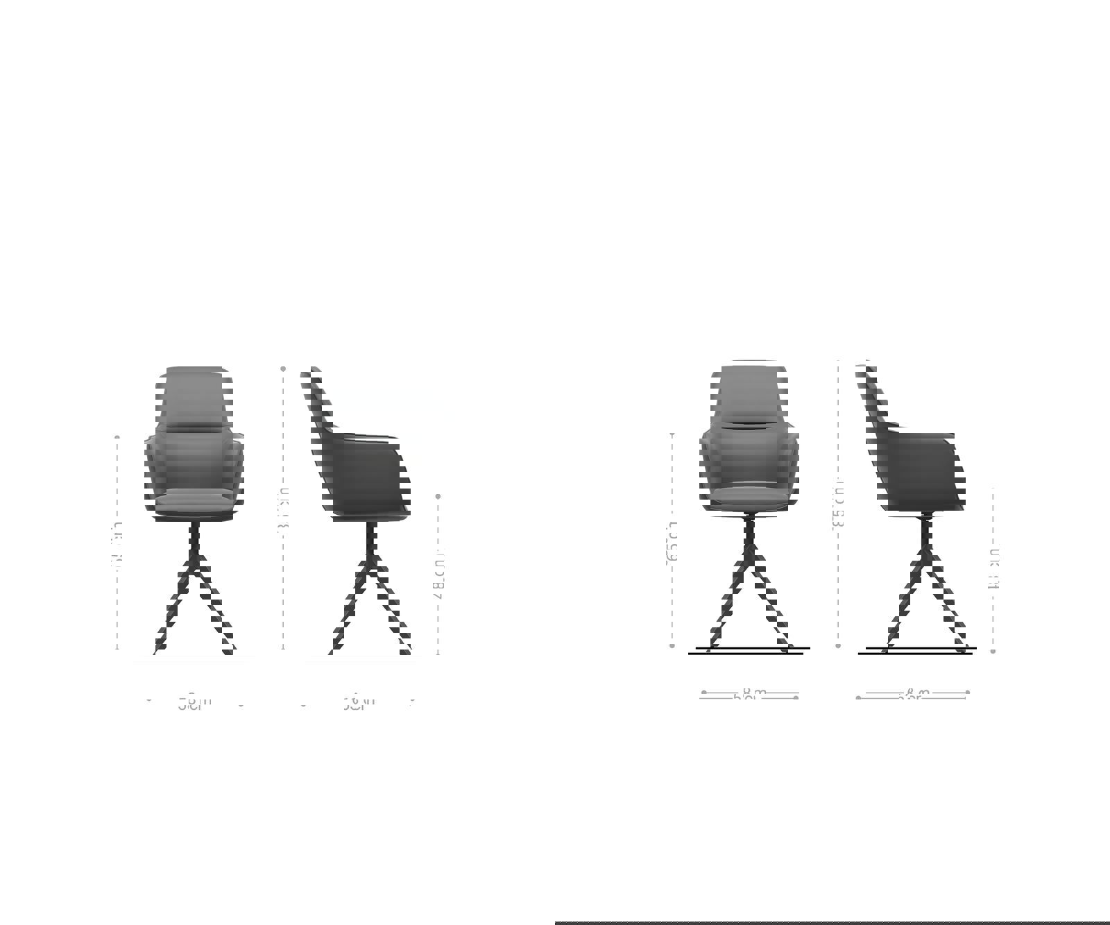 Étkezőszék Pejo-Flex vegyes anyagok sötét bézs kereszt láb széles rozsdamentes acél 360° forgatható zsákrugós - Image 6