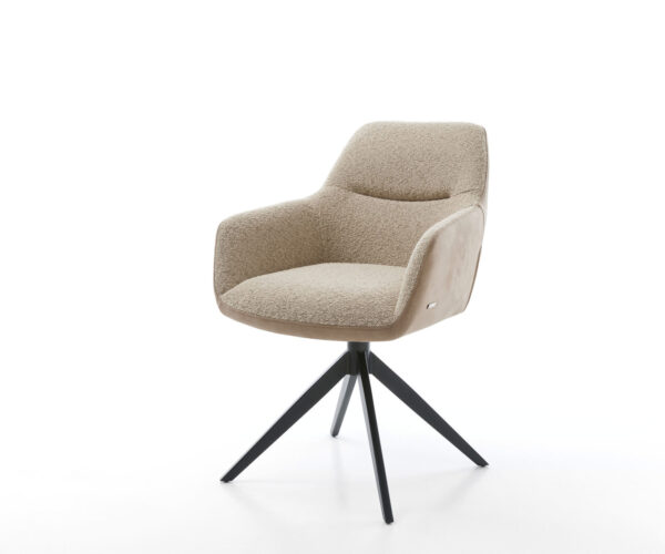 Étkezőszék Pejo-Flex vegyes anyagok sötét bézs kereszt láb széles fekete 360° forgatható zsákrugós