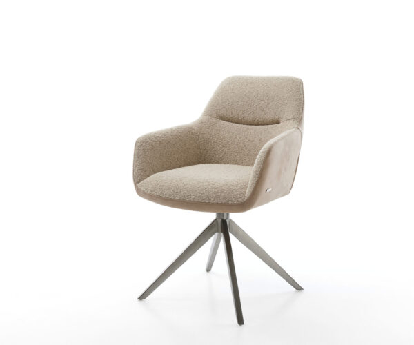 Étkezőszék Pejo-Flex vegyes anyagok sötét bézs kereszt láb széles grafit 360° forgatható billenő zsákrugós matrac