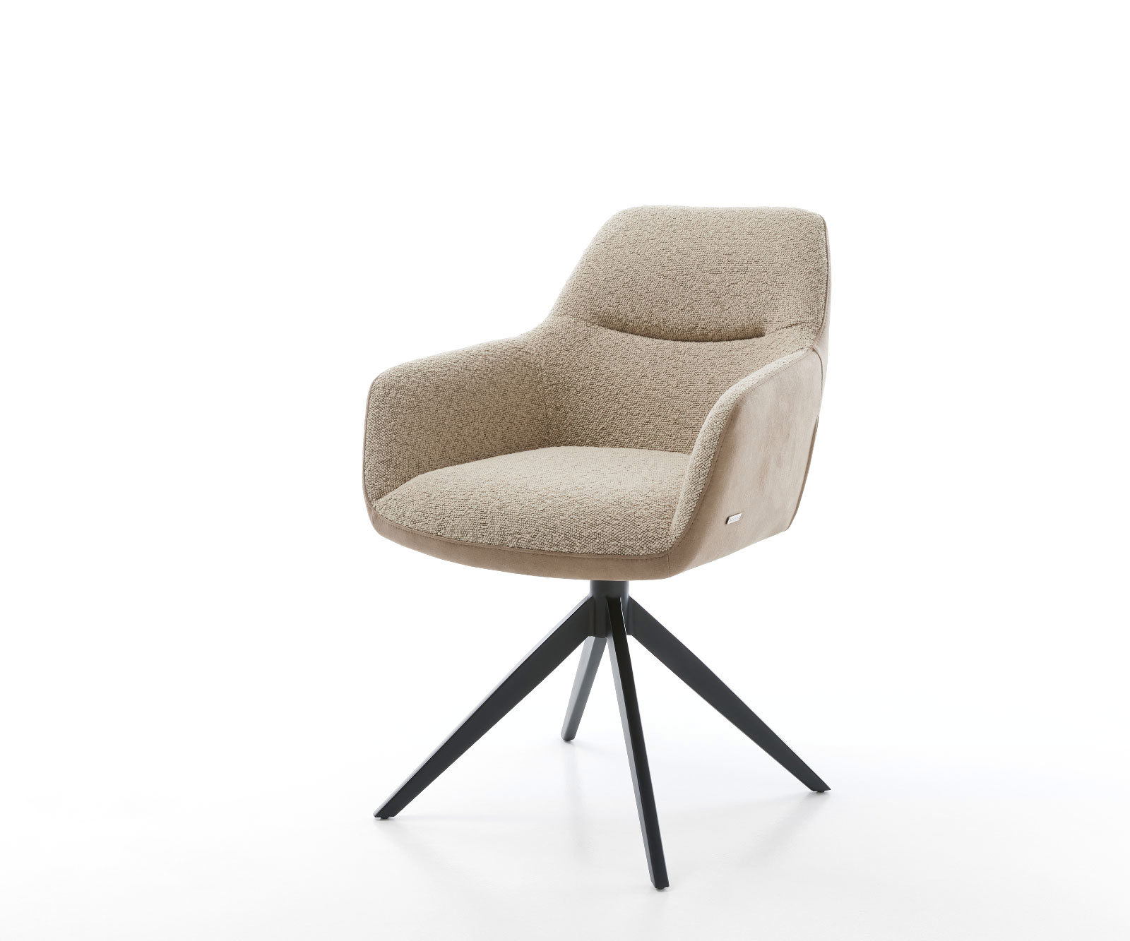 Étkezőszék Pejo-Flex vegyes anyagok sötét bézs kereszt láb széles fekete 360° forgatható billenő zsákrugós matrac