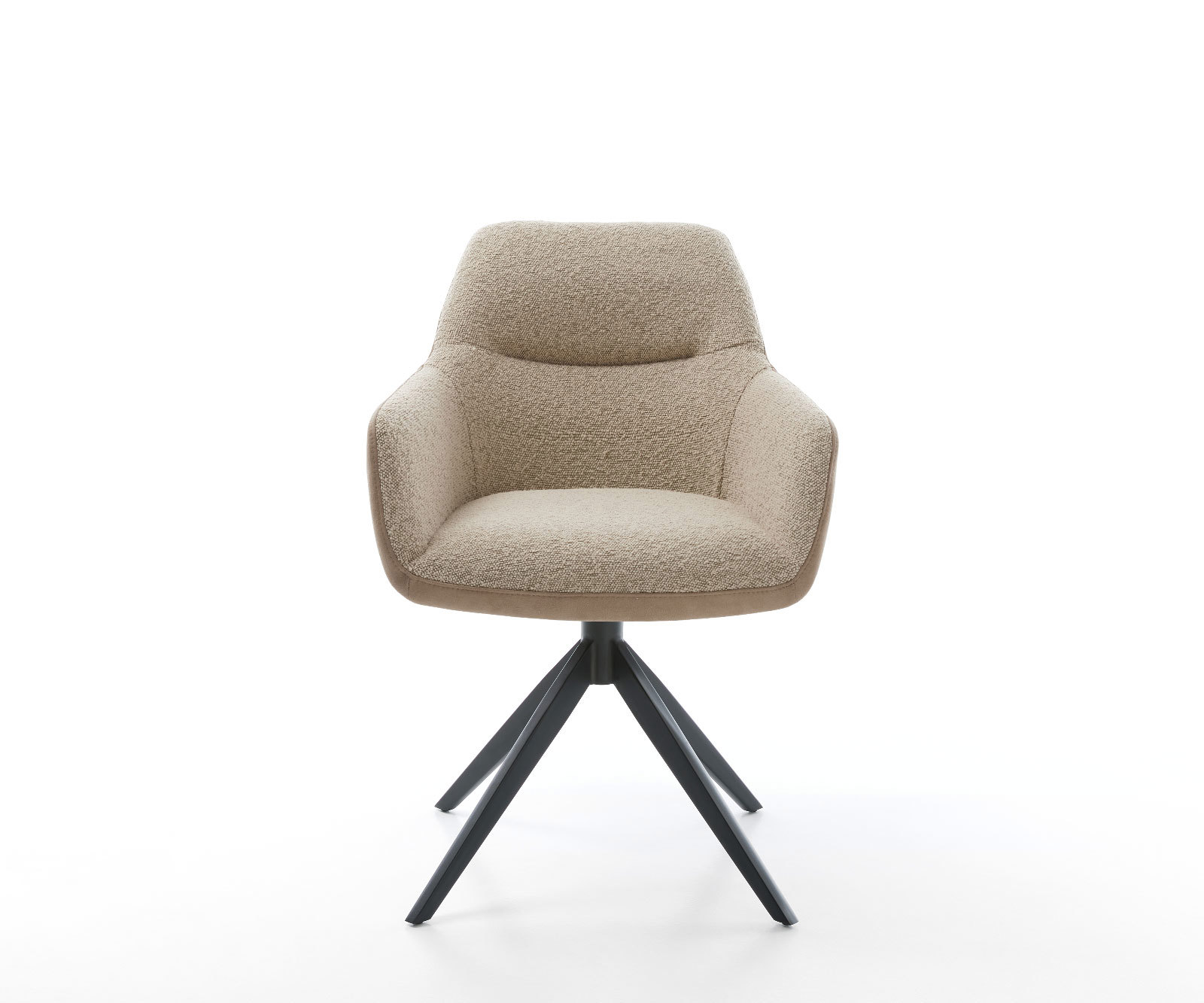 Étkezőszék Pejo-Flex vegyes anyagok sötét bézs kereszt láb széles fekete 360° forgatható billenő zsákrugós matrac - Image 2