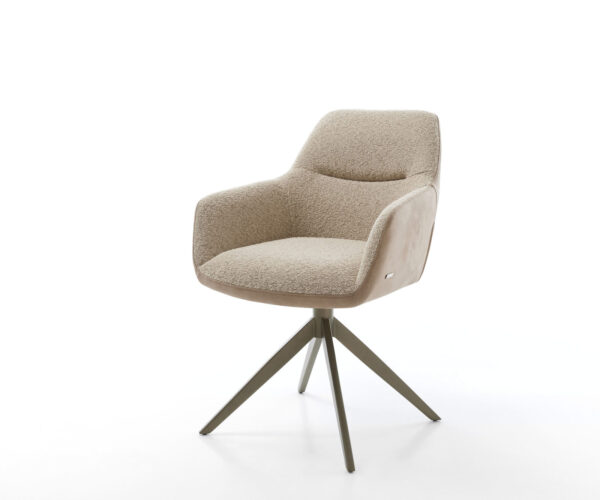 Étkezőszék Pejo-Flex vegyes anyagok sötét bézs kereszt láb széles titán effekt bevonat 360° forgatható billenő funkció zsákrugós matrac