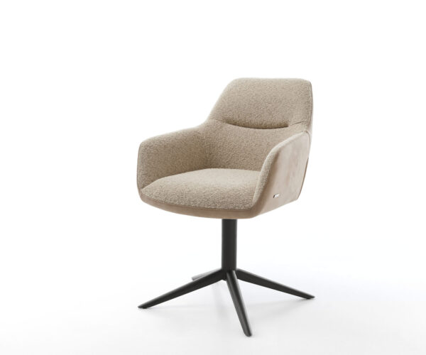 Étkezőszék Pejo-Flex vegyes anyagok sötét bézs fekete láb 360° forgatható hintamechanizmus zsákrugós matraccal