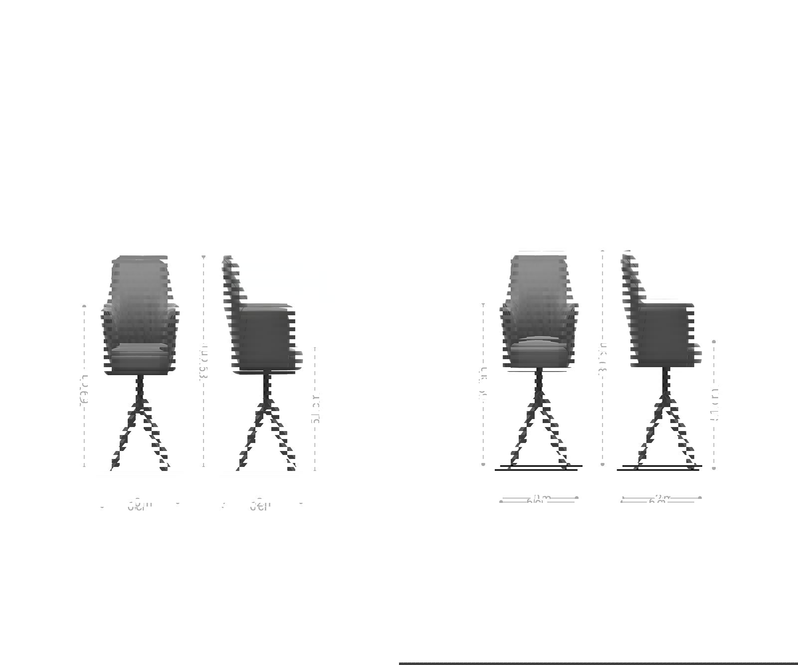 Étkezőszék Xana-Flex kényelmes karfákkal mikroszálas antracit vintage kereszt láb széles fekete 360° forgatható hintamechanizmus zsákrugós matraccal - Image 6