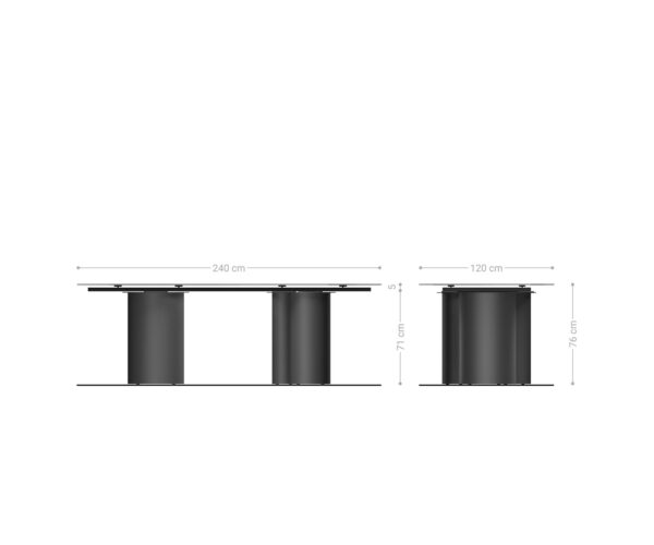 Étkezőasztal Edge hajóformájú 240x120 kerámia travertin természetes Troa fém fekete - Image 8