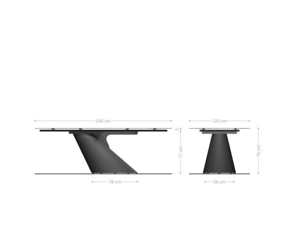 Étkezőasztal Edge hajóformájú 240x120 kerámia travertin természetes kúpos fém arany - Image 9