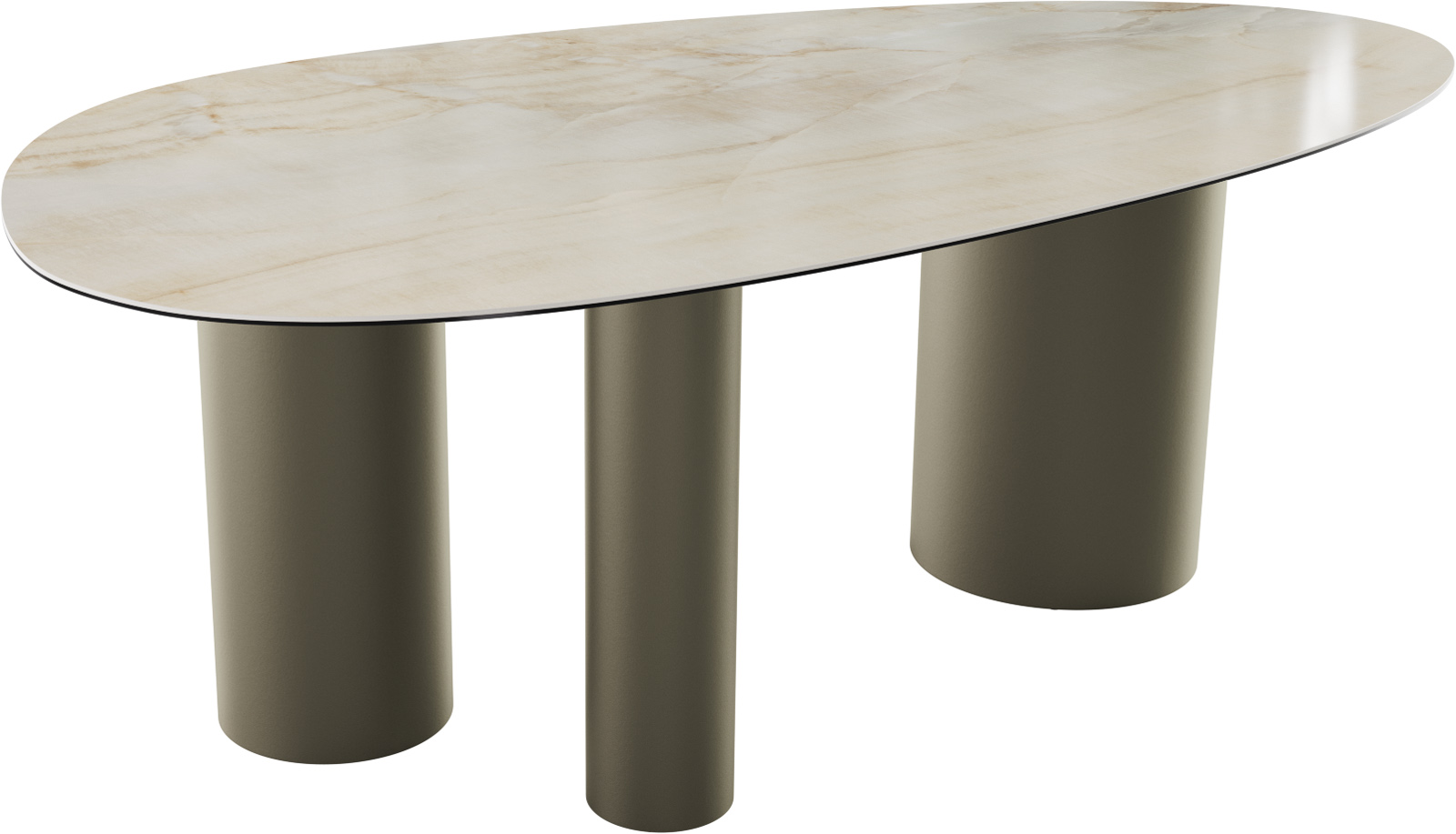 Étkezőasztal Edge ovális 220x120 kerámia iris FMG Onice Oro Troa fém effekt felület titán - Image 2