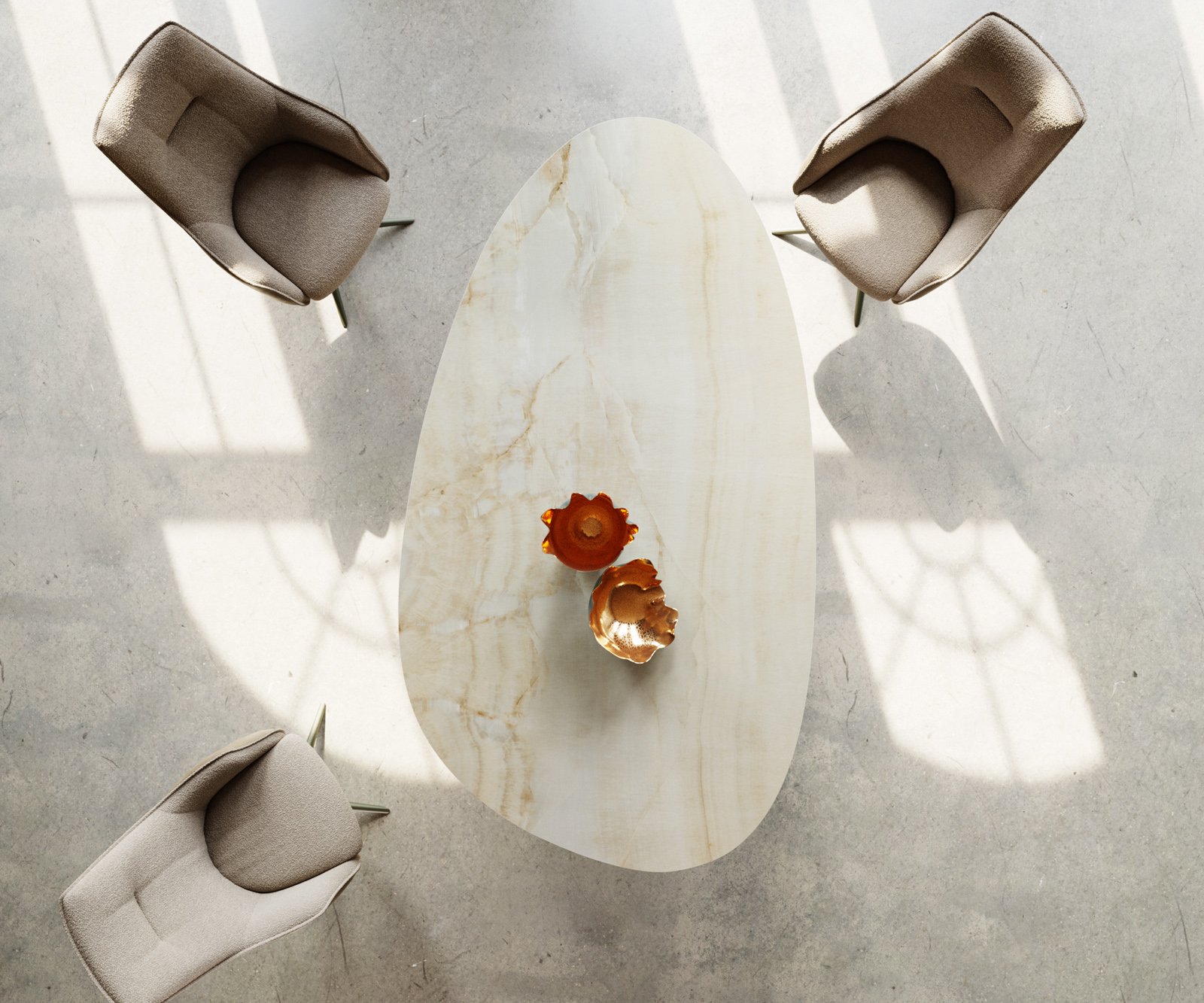 Étkezőasztal Edge ovális 220x120 kerámia iris FMG Onice Oro Troa fém effekt felület titán - Image 6