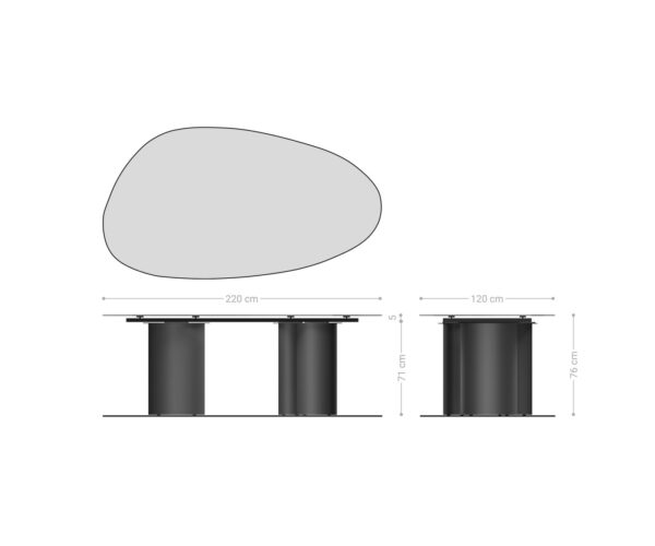 Étkezőasztal Edge ovális 220x120 cm Laminam® Travertino Bianco krémfehér Troa fém fehér - Image 7