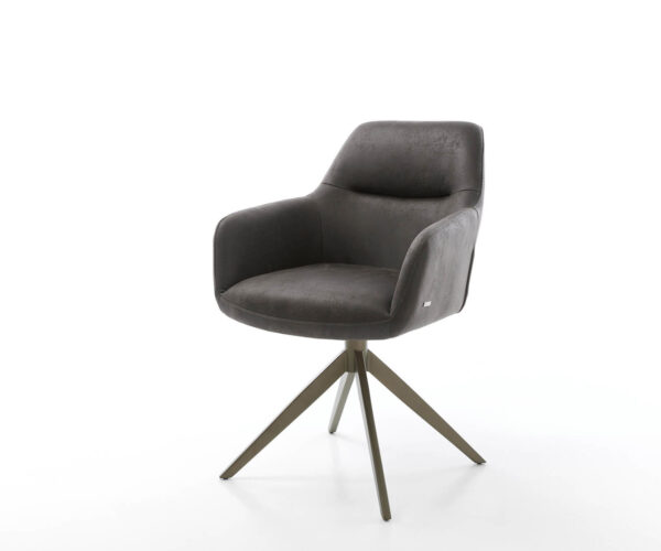 Étkezőszék Pejo-Flex mikroszálas antracit vintage kereszt láb széles titán hatású 360° forgatható zsákrugós