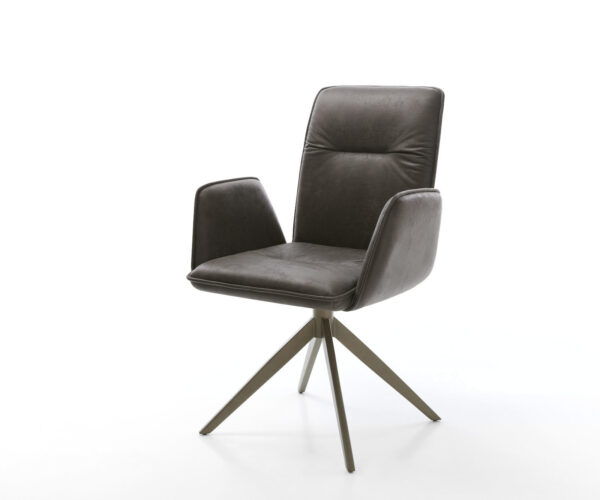 Étkezőszék Vinja-Flex mikroszálas antracit vintage kereszt láb széles titán effekt felület 360° forgatható