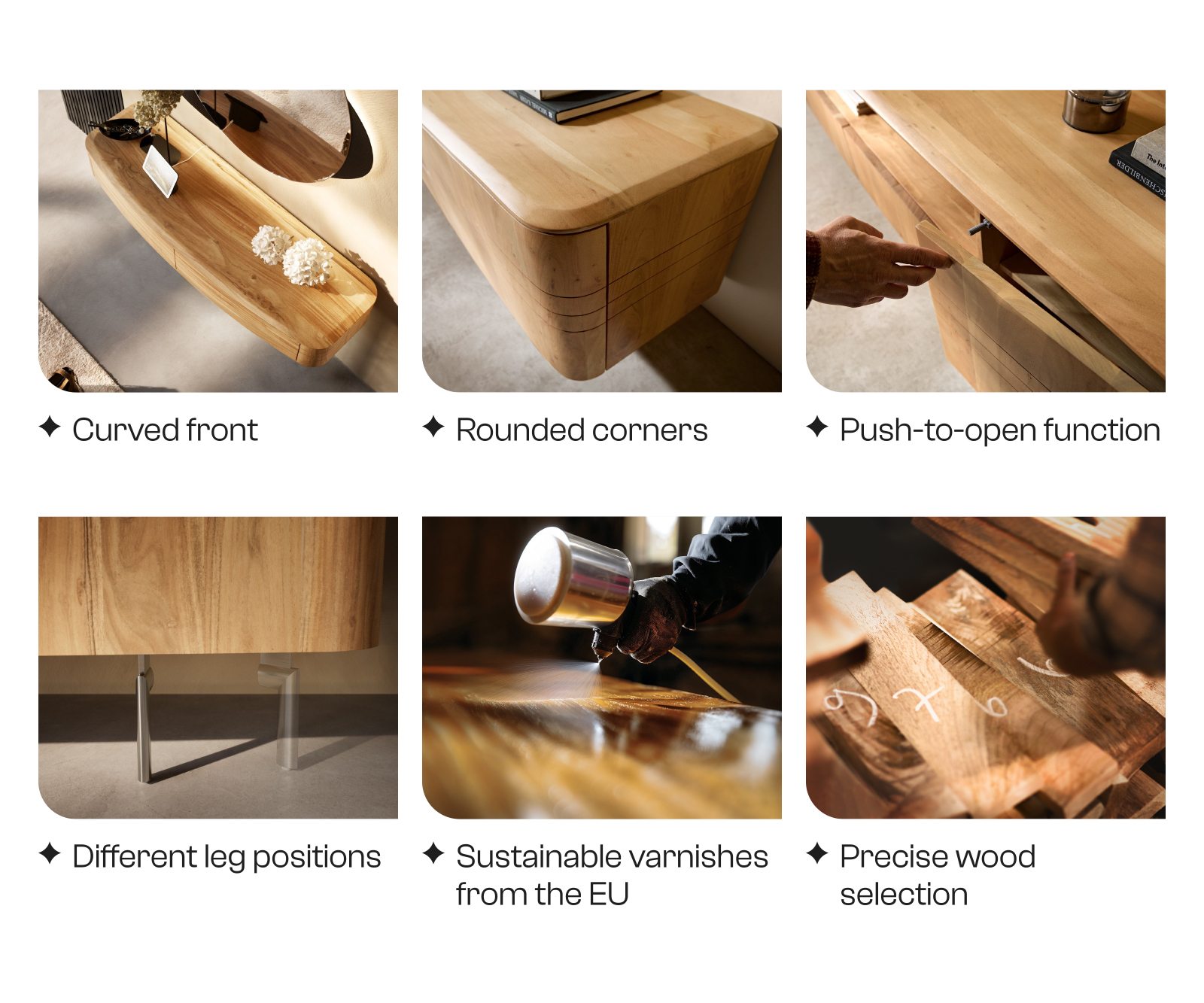 TV szekrény Nagaru 220 cm akác aura 4 ajtós lebegő - Image 9