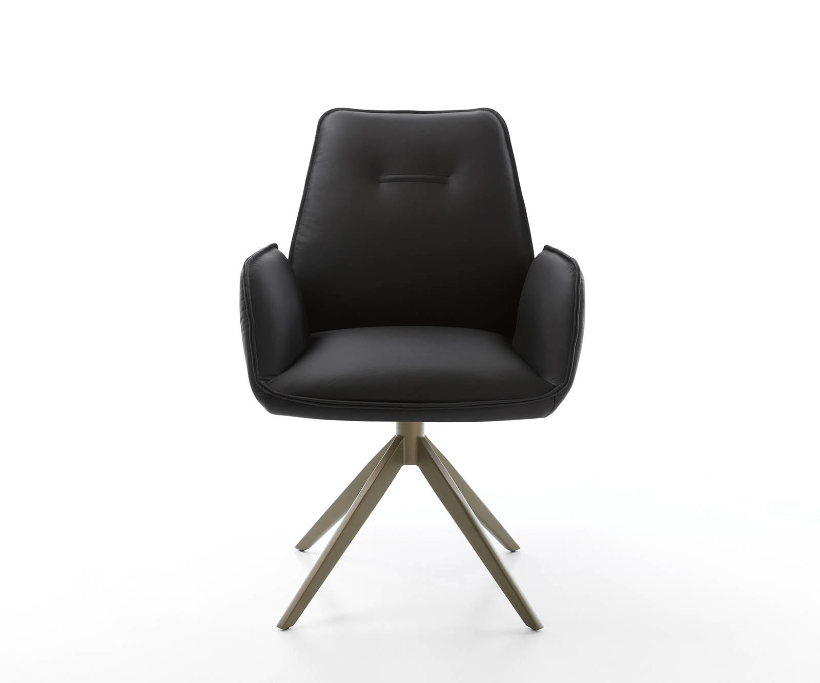 Étkezőszék Zoa-Flex valódi bőr fekete kereszt láb széles titán effekt felület 360° forgatható zsákrugós matrac - Image 2