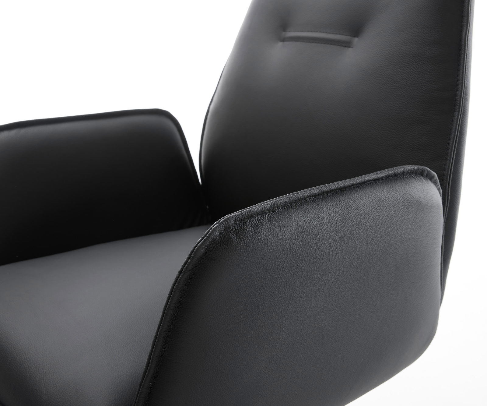 Étkezőszék Zoa-Flex valódi bőr fekete kereszt láb széles titán effekt felület 360° forgatható zsákrugós matrac - Image 4