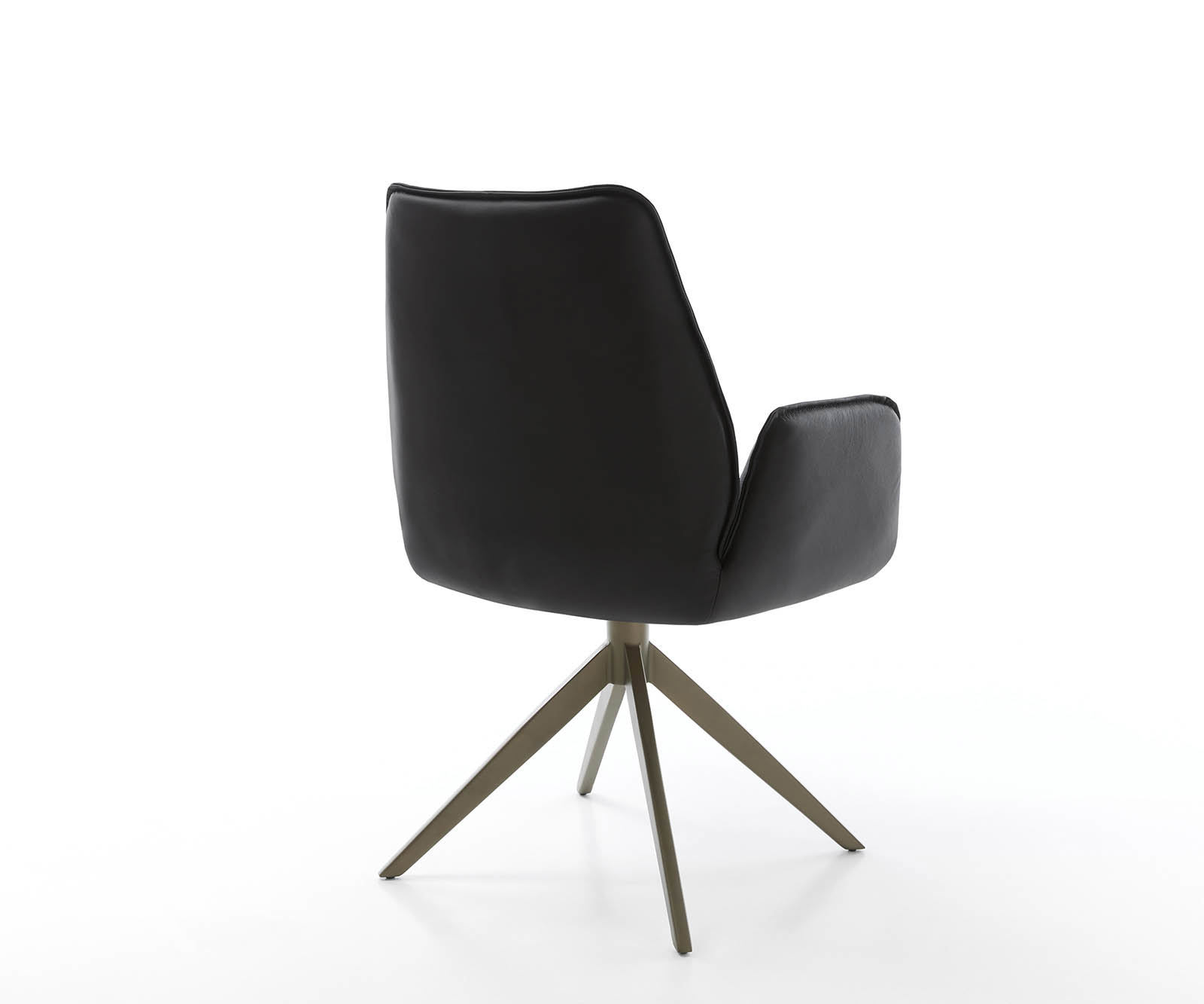 Étkezőszék Zoa-Flex valódi bőr fekete kereszt láb széles titán effekt felület 360° forgatható zsákrugós matrac - Image 5