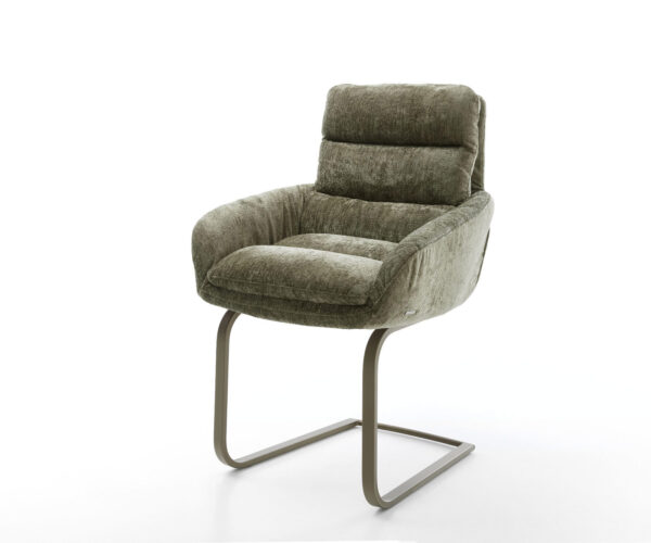 Étkezőszék Abelia-Flex karfás mikroszálas oliva étkezőszék lapos titán effekt felülettel