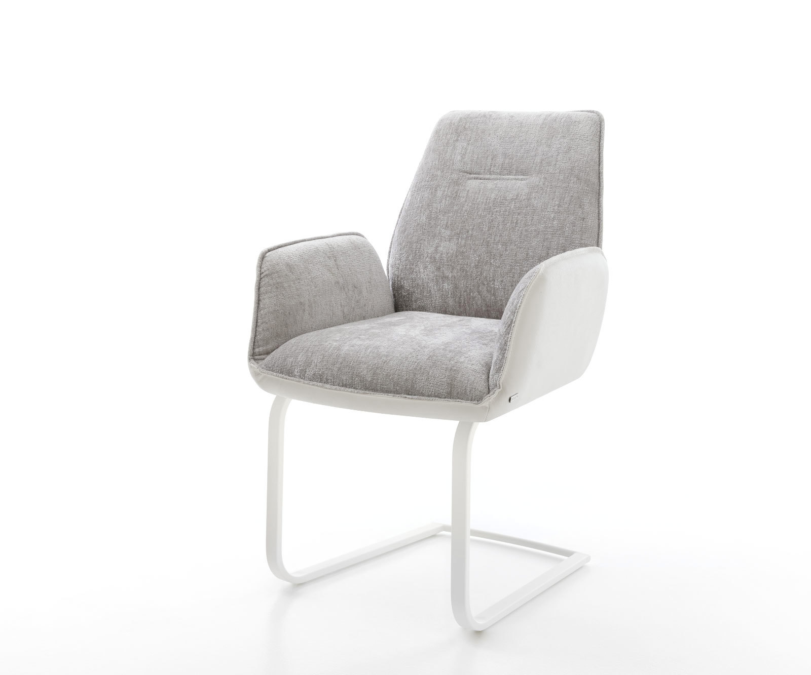 Étkezőszék Zoa-Flex vegyes anyagok valódi bőr fehér ezüstszürke étkezőszék lapos fehér zsákrugós