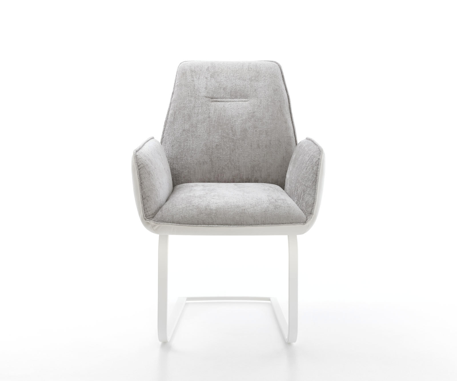 Étkezőszék Zoa-Flex vegyes anyagok valódi bőr fehér ezüstszürke étkezőszék lapos fehér zsákrugós - Image 2