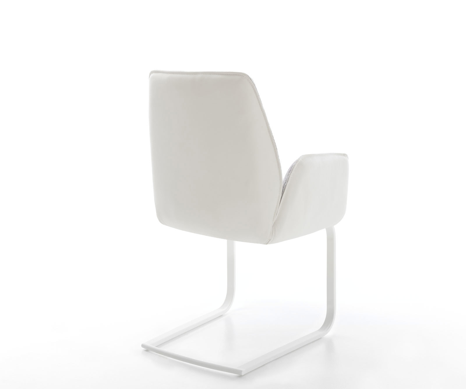 Étkezőszék Zoa-Flex vegyes anyagok valódi bőr fehér ezüstszürke étkezőszék lapos fehér zsákrugós - Image 5