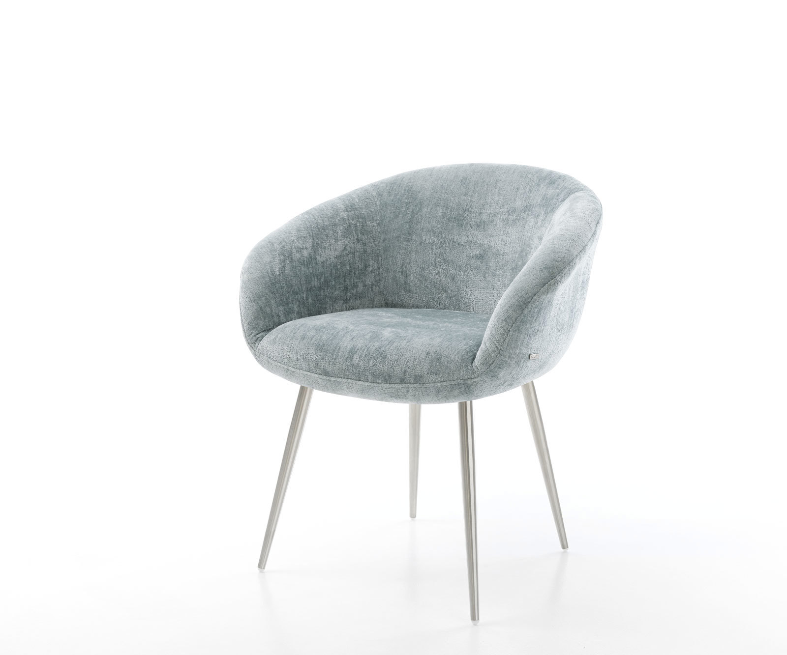 Étkezőszék Vinka-Flex karfás mikroszálas pasztellkék 4 lábas kúpos rozsdamentes acél zsákrugós