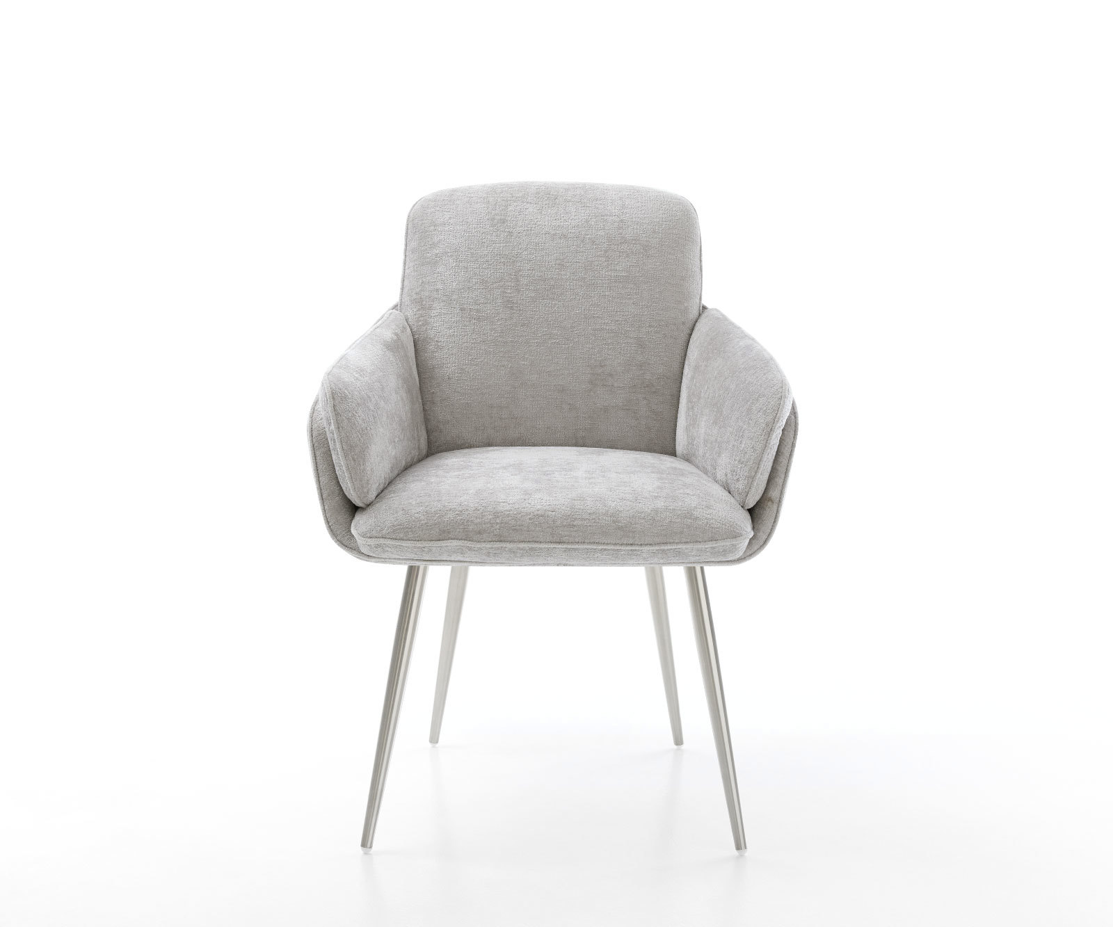 Étkezőszék Luan-Flex kárpitozott karfás mikroszálas ezüstszürke 4 lábas kúpos rozsdamentes acél - Image 2