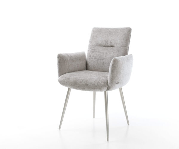 Étkezőszék Jova-Flex karfás mikroszálas ezüstszürke 4 lábas kúpos rozsdamentes acél zsákrugós