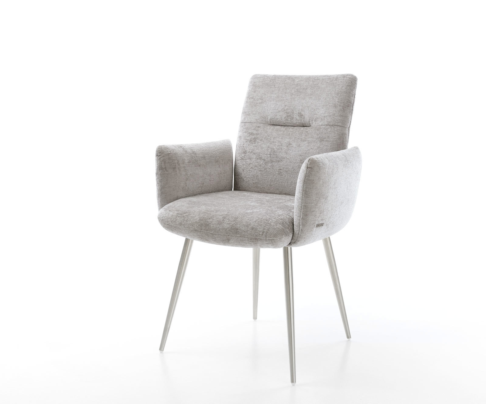 Étkezőszék Jova-Flex karfás mikroszálas ezüstszürke 4 lábas kúpos rozsdamentes acél zsákrugós