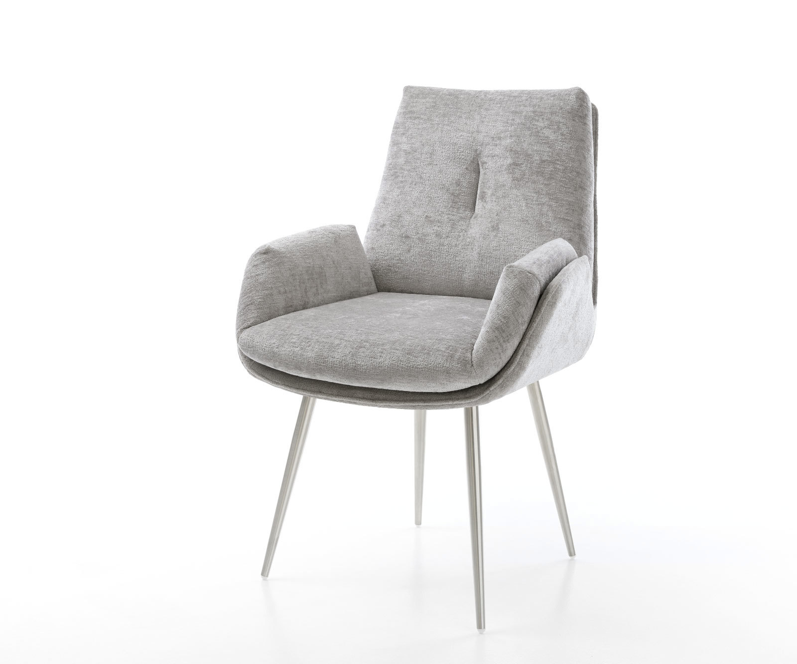 Étkezőszék Clea-Flex plüss kordbársony ezüstszürke 4 láb kúpos rozsdamentes acél