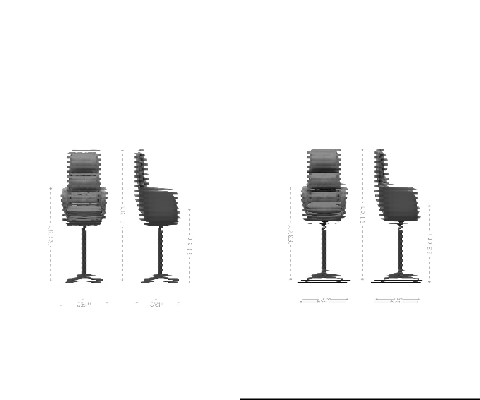 Étkezőszék Abelia-Flex karfás vegyes anyag fekete rozsdamentes acél kereszt láb 360° forgatható - Image 6