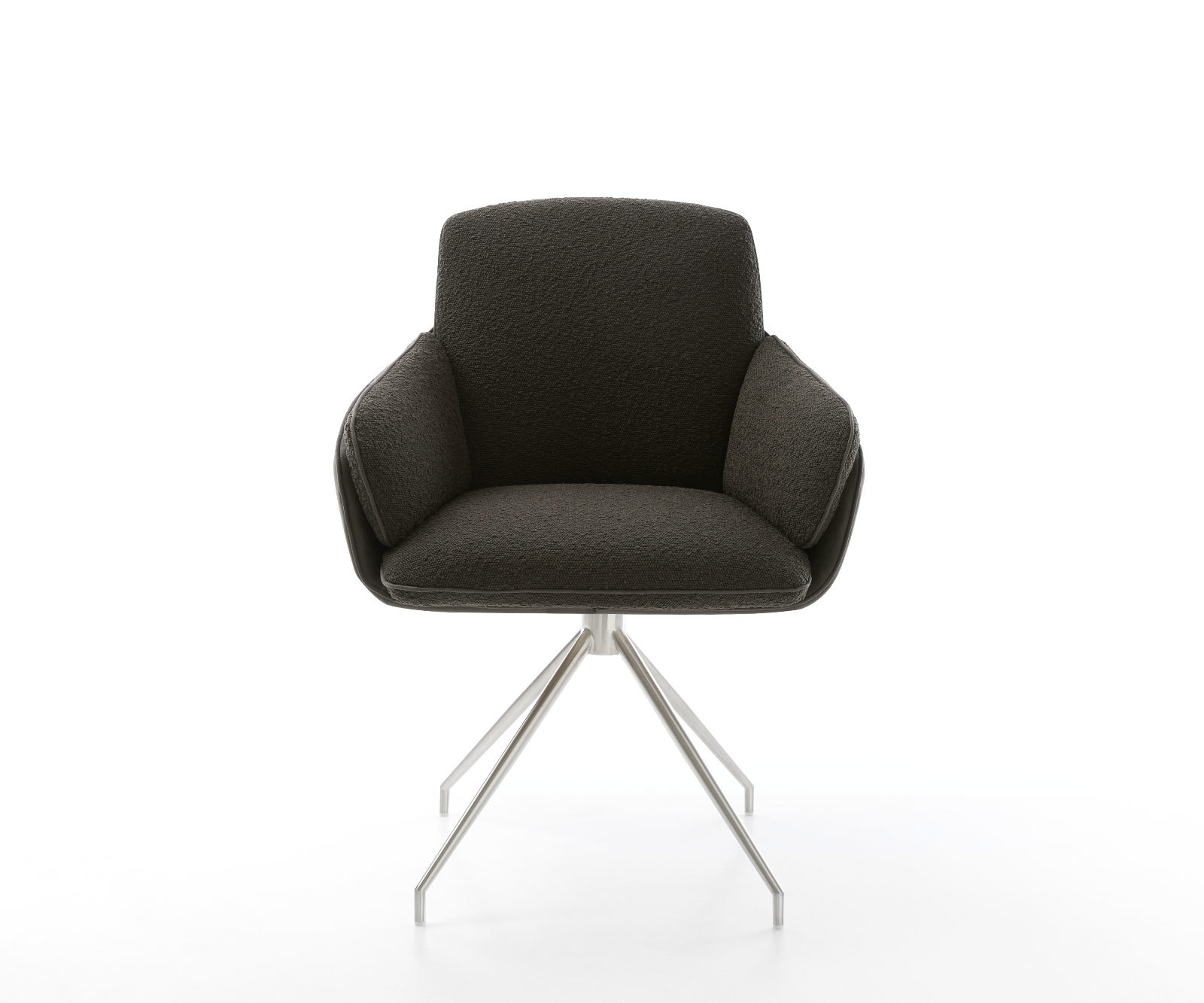 Étkezőszék Luan-Flex karfás vegyes anyag fekete kúpos rozsdamentes acél kereszt láb 180° forgatható - Image 2