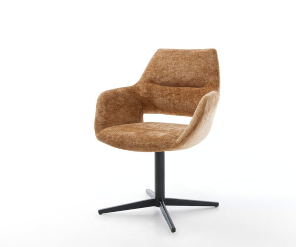 Étkezőszék Yago-Flex karfás chenille rozsdás fekete lábkereszt 360° forgatható zsákrugós